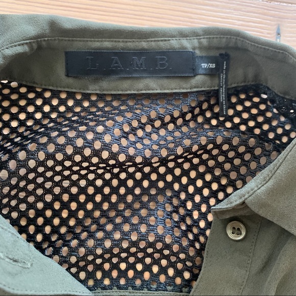 LAMB olive green button down top size XS - Picture 3 of 6